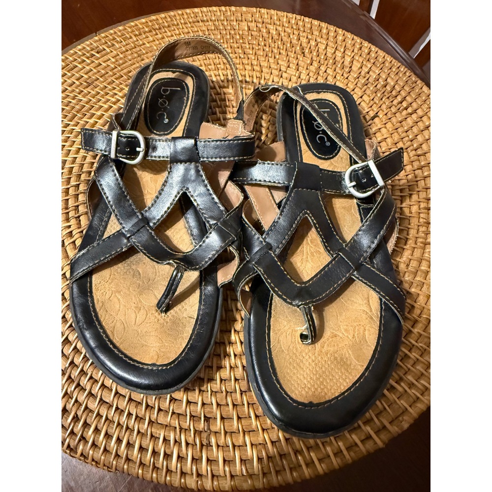 b.o.c. Born Concept Black Strappy Gladiator Thong Sandals C31909 Womens 6M